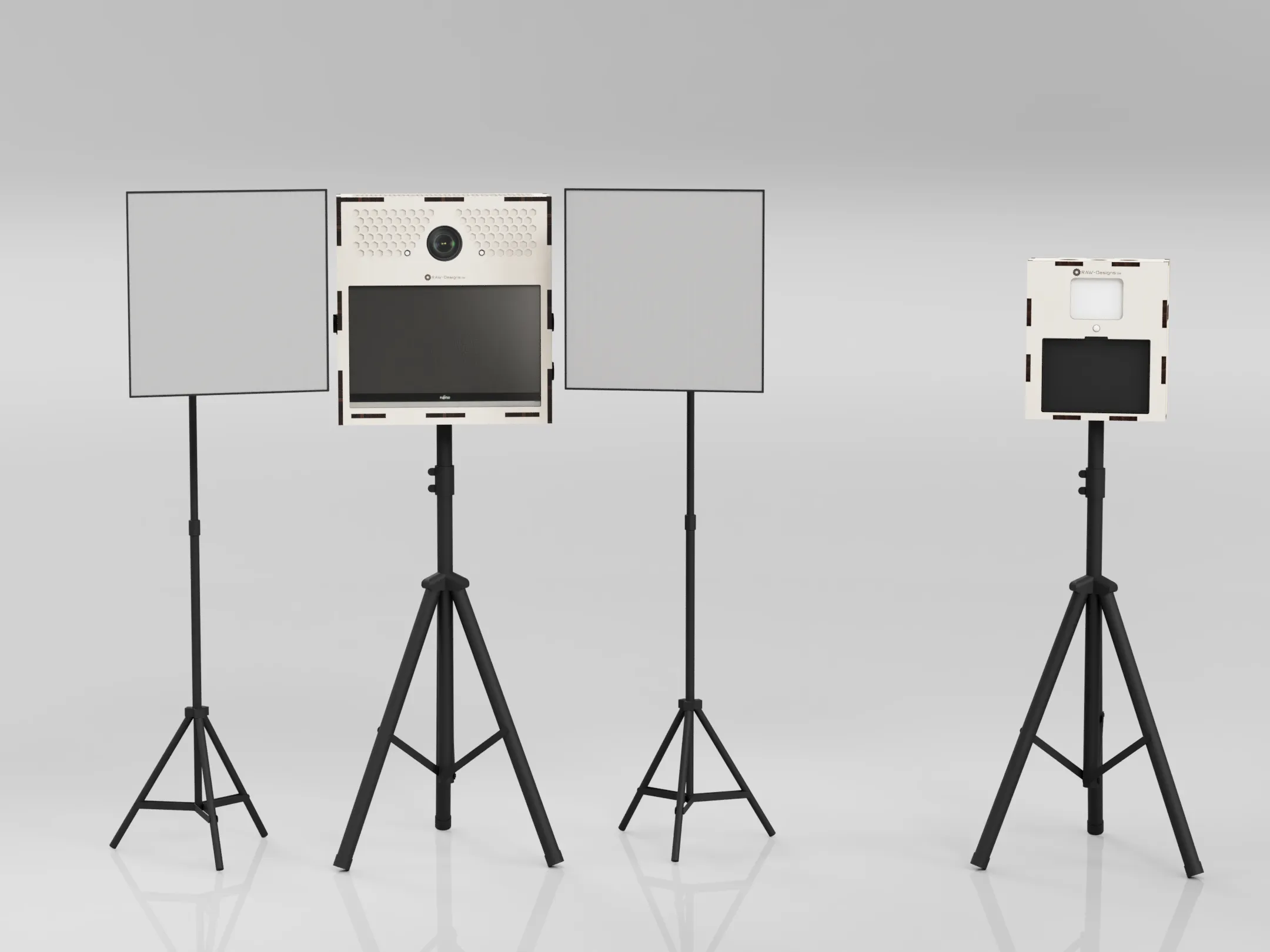Beide Fotoboxen aufgebaut mit Beleuchtung